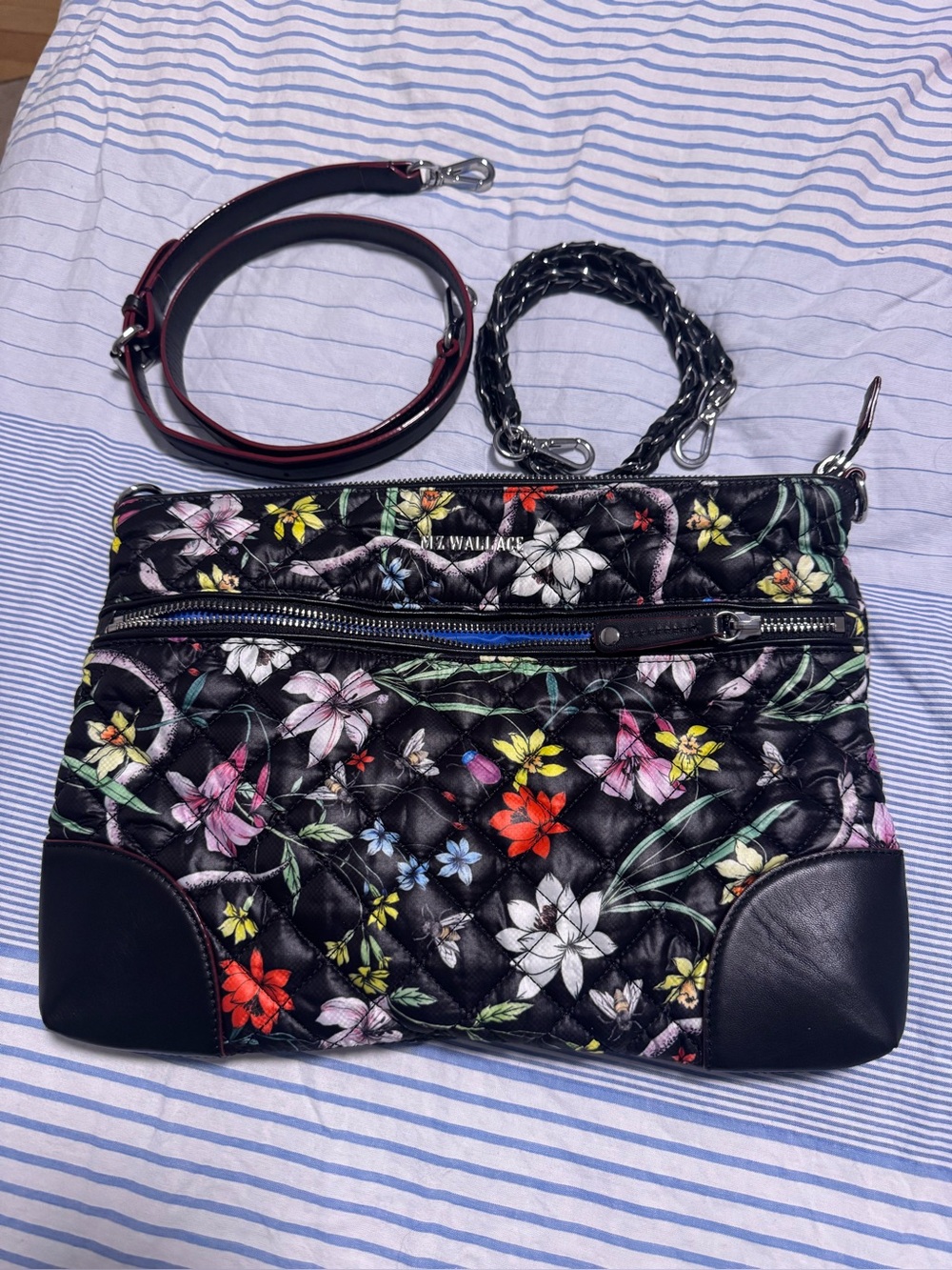 MZ WALLACE Eden Floral Crosby Bag Quilted Floral Purse w/ Market Pouch